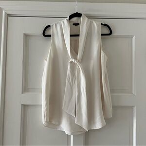 Ann Taylor White Tie Front Lined Shell Tank - Size Small